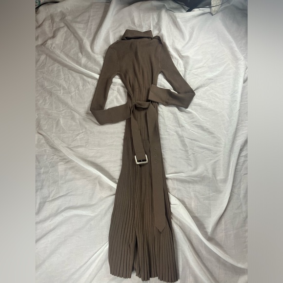 Reiss Brown Petite Vinette Midi Knitted Dress - Picture 6 of 9